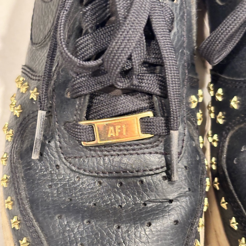 Nike Air Force 1 07 XX GOLD Low Star Studded Black & White Sneakers - Women’s 7 - Picture 5 of 14